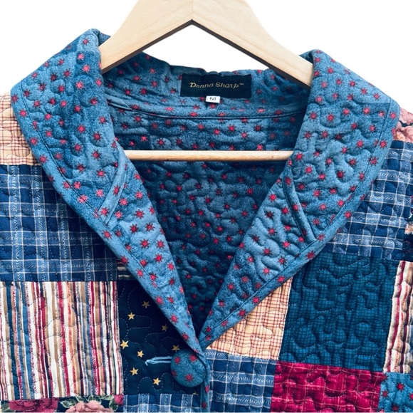 DONNA SHARP Jacket Coat Blazer Quilted Pockets Boho Cottage Core Women’s Medium - Picture 2 of 7